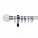 Verona 50mm Acrylic Pole with Plain Ball Finial With Reeded Collar Chrome