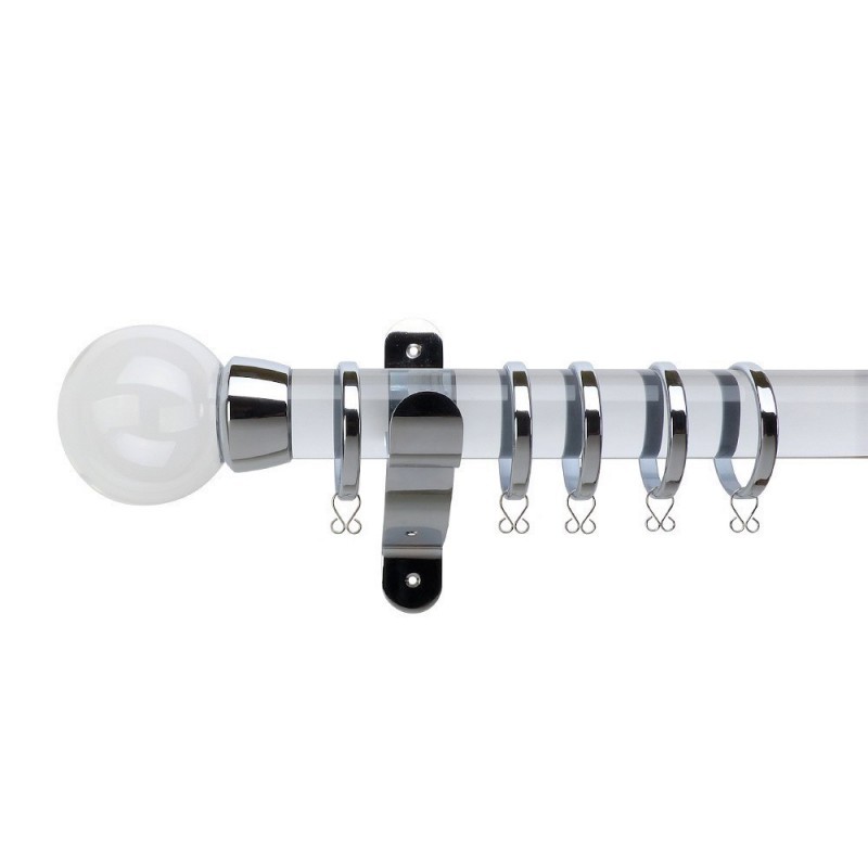 Verona 50mm Acrylic Pole with Plain Ball Finial With Plain Collar Chrome