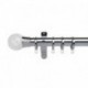 Verona 50mm Steel Pole with Plain Ball Finial With Reeded Collar Chrome