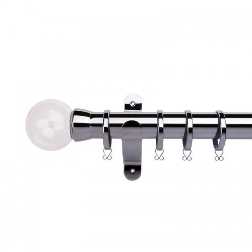 Verona 50mm Steel Pole with Plain Ball Finial With Plain Collar Chrome