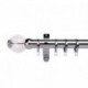 Verona 50mm Steel Pole with Ball Finial with Curved Tie Clear+Chrome