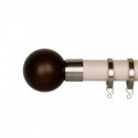 Reims 35mm Finial, Beech Wood and Metal, Satin Nickel, Ivory