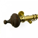 Reims 28mm Finial, Beech Wood+Metal, Shown with Antique Brass Pole