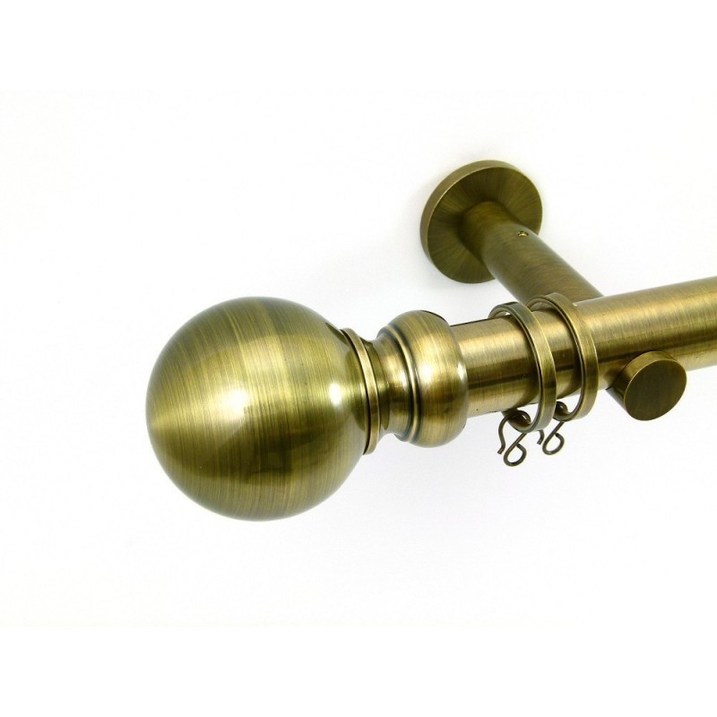 Reims 28mm Finial, Metal, Shown with Antique Brass Pole