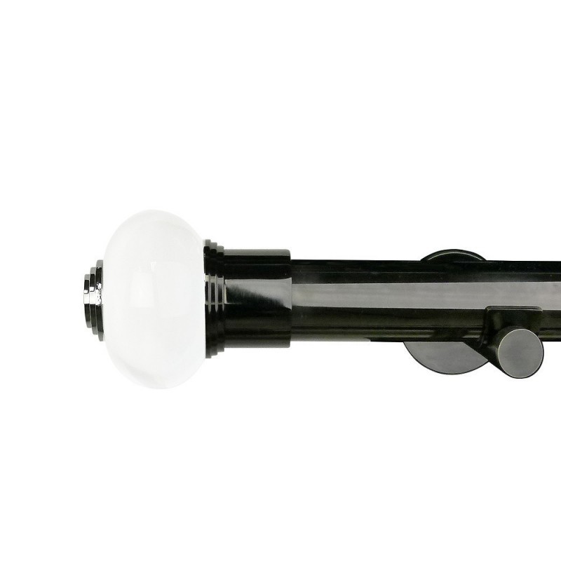 Verona 35mm Finial, Acrylic+Metal, Shown with Black Nickel Pole