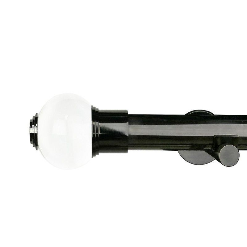 Verona 35mm Finial, Acrylic+Metal, Shown with Black Nickel Pole