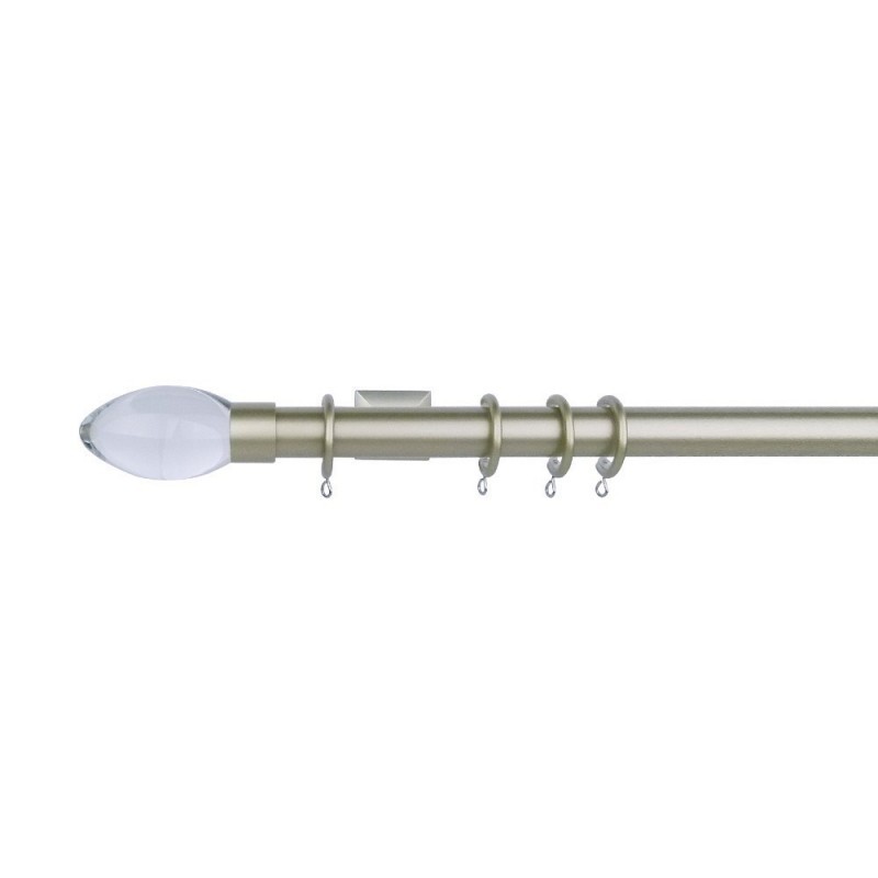 Verona 25mm Aluminum Pole with Metal Finial VNF2506, Clean and Champagne Gold