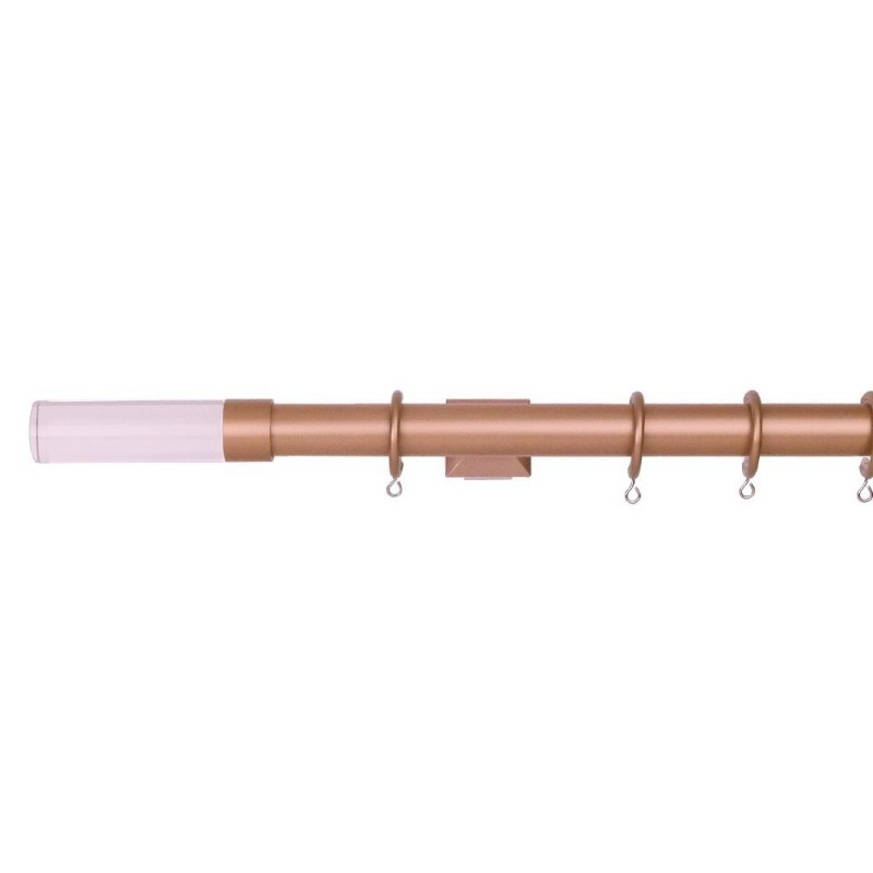 Verona 25mm Aluminum Pole with Metal and Acrylic Finial VNF2503, Clear and Rose Gold