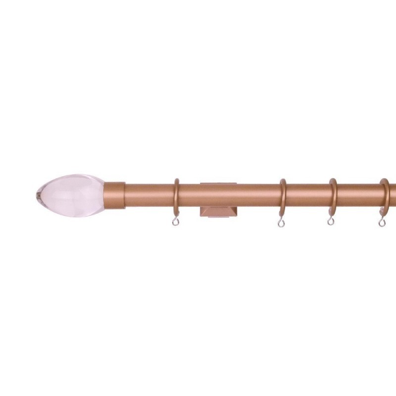 Verona 25mm Aluminum Pole with Metal Finial VNF2505, Clean and Rose Gold