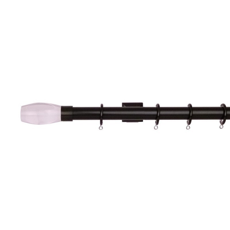 Verona 25mm Aluminum Pole with Metal Finial VNF2504, Clean and Jet Black