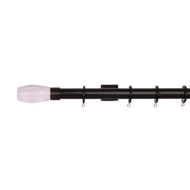 Verona 25mm Aluminum Pole with Metal Finial VNF2504, Clean and Jet Black