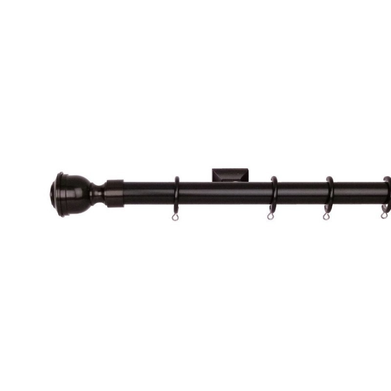 Verona 25mm Aluminum Pole with Metal Finial VNF2506, Jet Black