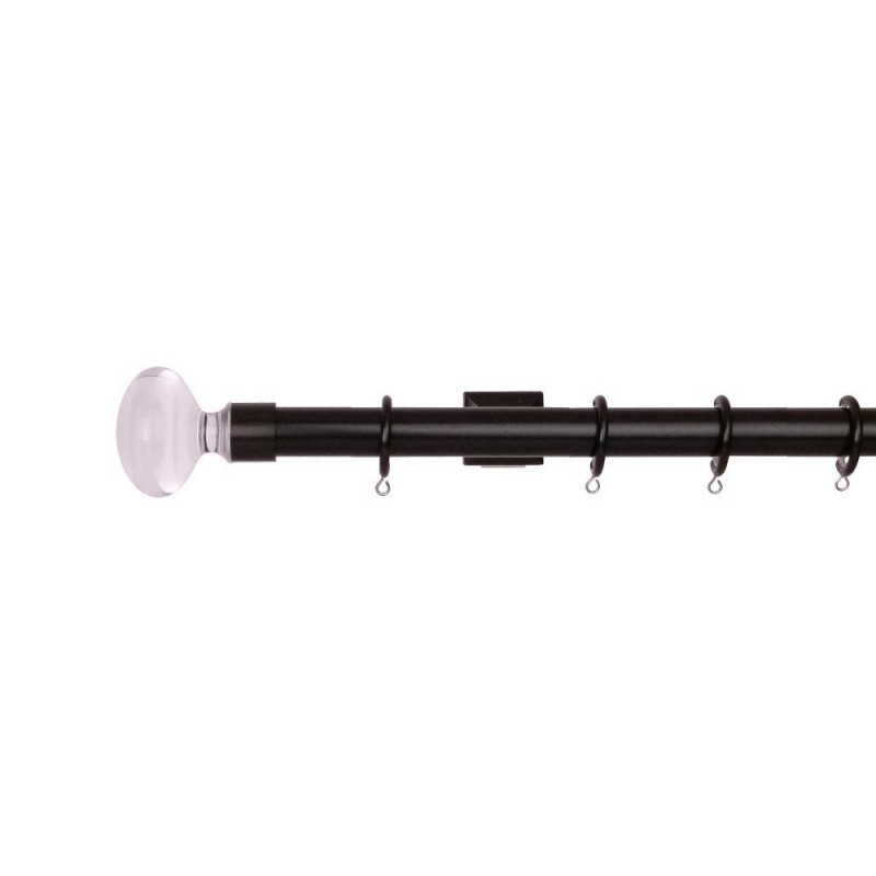 Verona 25mm Aluminum Pole with Metal Finial VNF2508, Clean and Jet Black