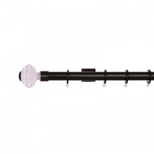 Verona 25mm Aluminum Pole with Metal Finial VNF2509, Clean and Jet Black