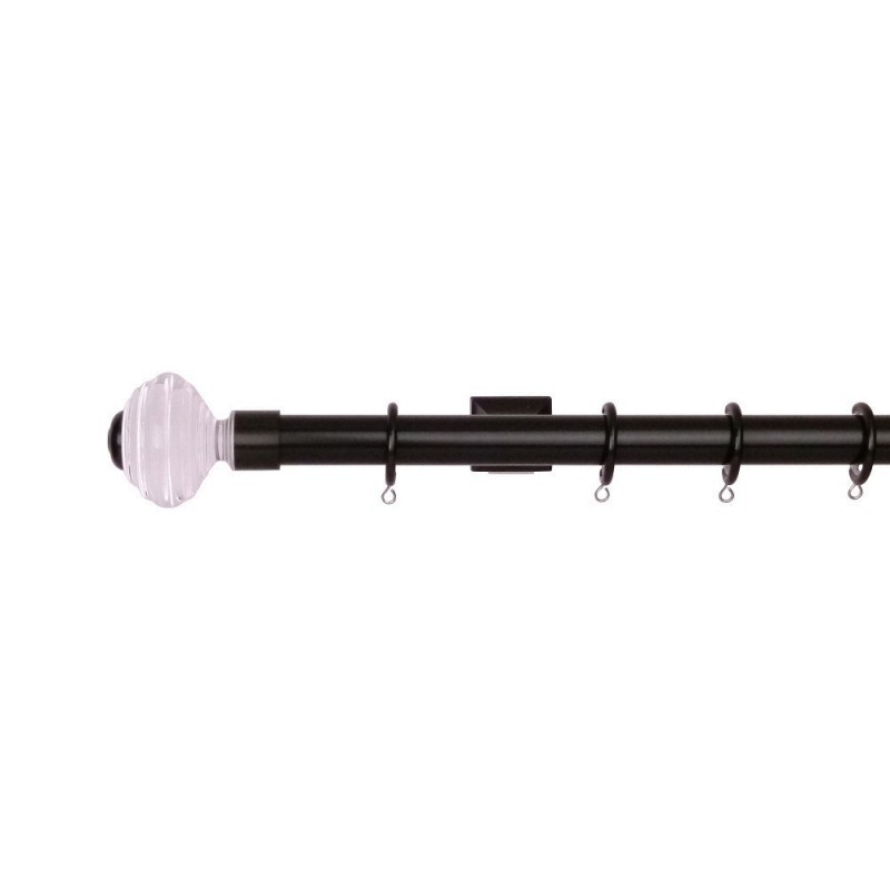 Verona 25mm Aluminum Pole with Metal Finial VNF2509, Clean and Jet Black