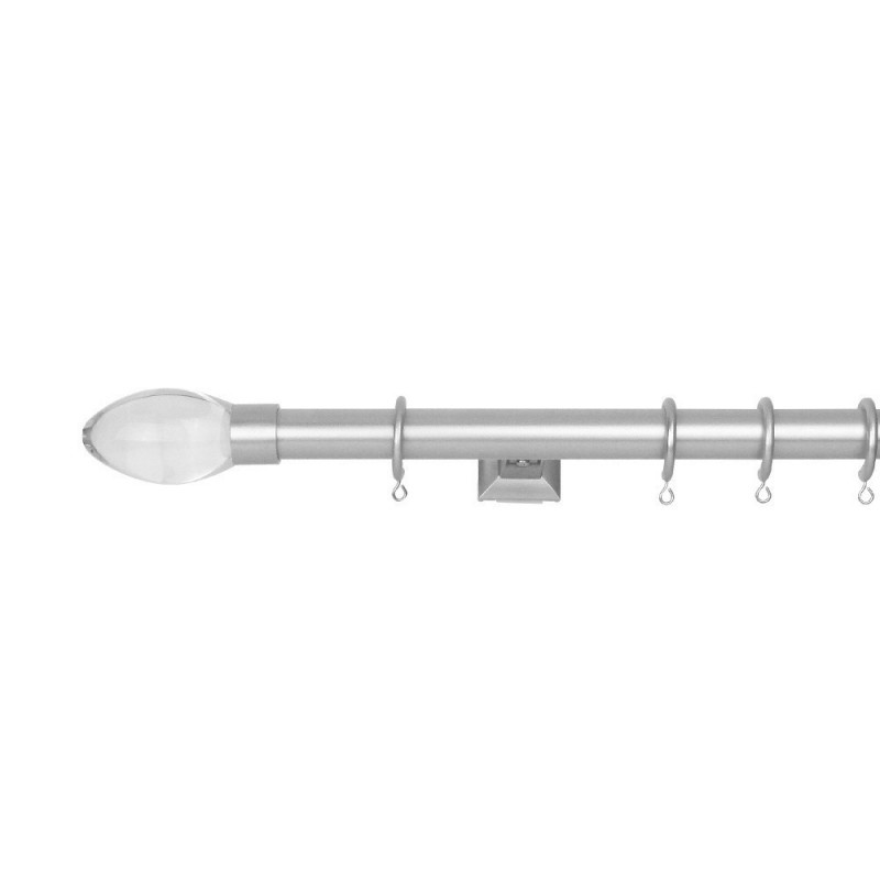 Verona 25mm Aluminum Pole with Metal Finial VNF2505, Clean and Sliver