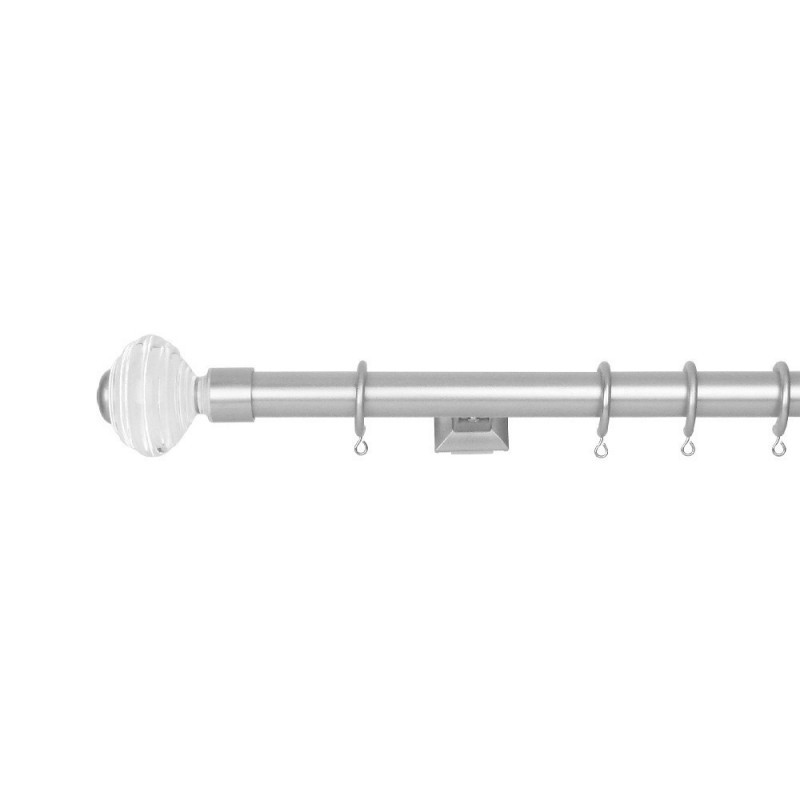 Verona 25mm Aluminum Pole with Metal Finial VNF2509, Clean and Sliver