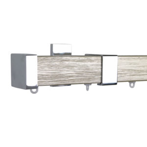 Berlin M51 35 x 35 mm Wood Pole Set Ceiling Bracket for 6 cm Wave Curtains Textured Champagne Gold