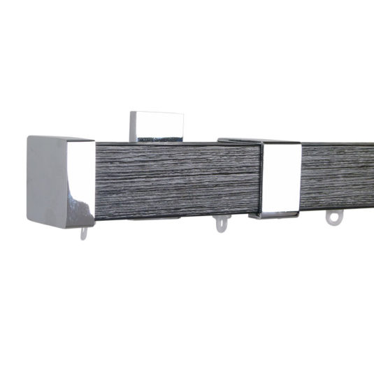 Berlin M51 35 x 35 mm   Wood Pole Set Ceiling Bracket  for 6 cm Wave Curtains Textured  Jat Black