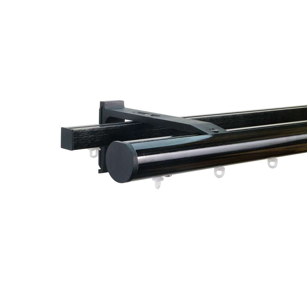 Helsinki M51 35 mm Aluminum Pole for Set Double Bracket for 6 cm Wave Curtains Black 1 Helsinki M51 35 mm Aluminum Pole for Set Double Bracket for 6 cm Wave Curtains Black