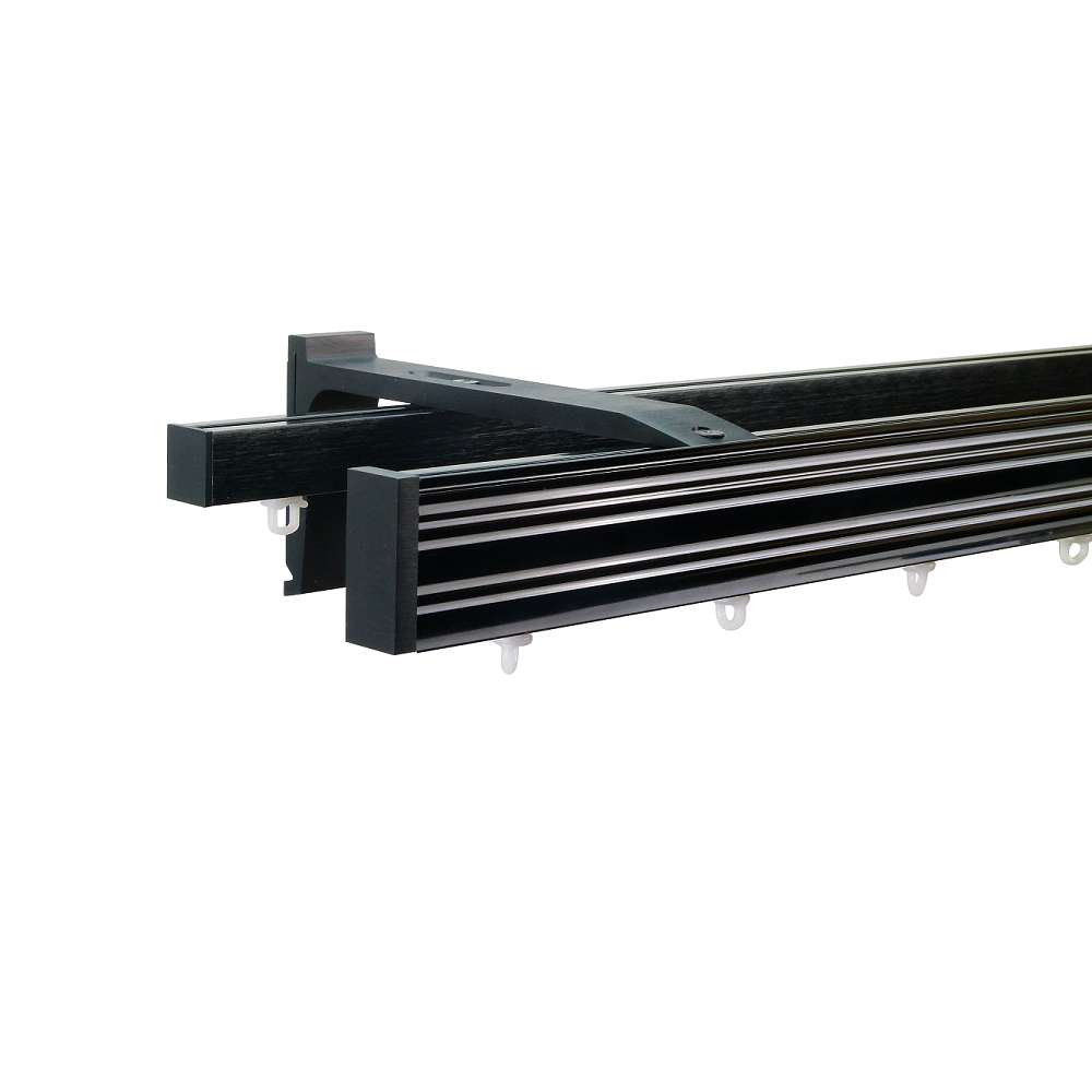Helsinki M52 40 x 18 mm Aluminum Pole Set Double Bracket for 6 cm Wave Curtains Black 1 Helsinki M52 40 x 18 mm Aluminum Pole Set Double Bracket for 6 cm Wave Curtains Black