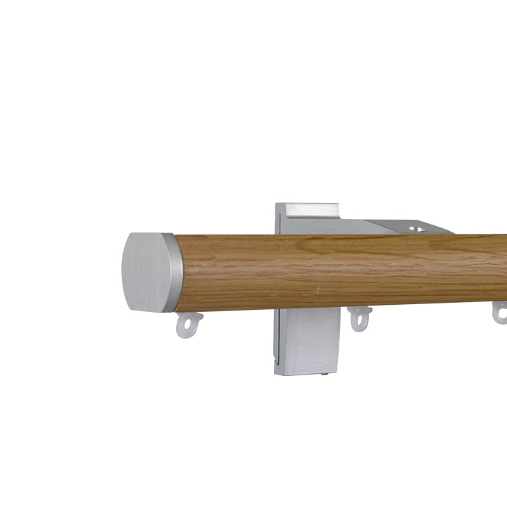 Lund M52 35 mm Aluminum Oak Facial Pole Set Single Bracket for 6 cm Wave Curtains Natural 1 Lund M52 35 mm Aluminum Oak Facial Pole Set Single Bracket for 6 cm Wave Curtains Natural