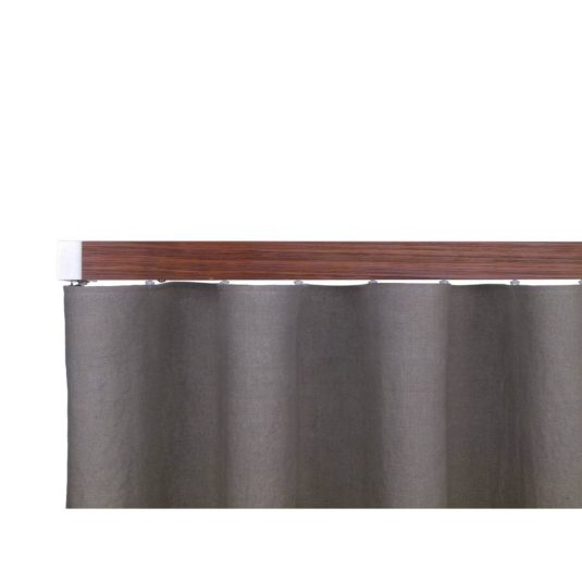 Lund M51 40 x 25 mm Aluminum Wood Facial Pole Set Single Backet for 6 cm Wave Curtains Textured Dark Oak