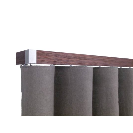 Lund M51 40 x 25 mm Aluminum Wood Facial Pole Set Single Backet for 6 cm Wave Curtains Textured Dark Oak