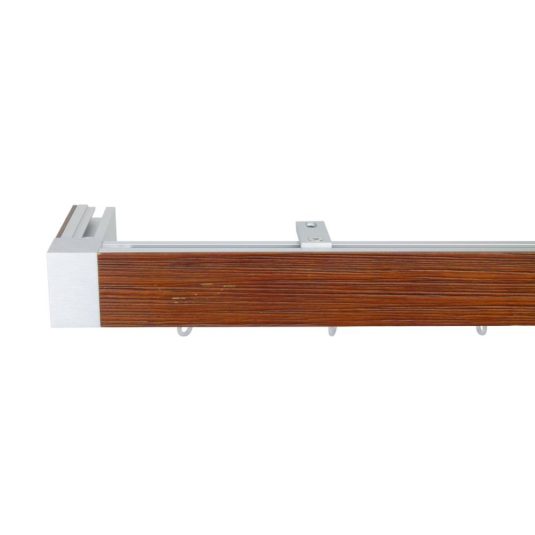 Lund M51 40 x 25 mm Aluminum Wood Facial Pole Set Ceiling Bracket for 6 cm Wave Curtains Textured Dark Oak