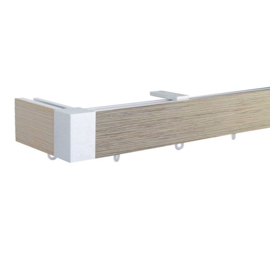 Lund M51 40 x 25 mm Aluminum Wood Facial Pole Set Ceiling Bracket for 6 cm Wave Curtains Textured Drift Wood