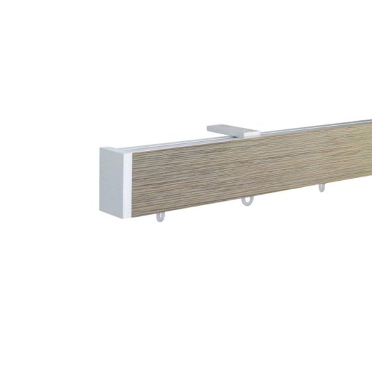 Lund M51 40 x 25 mm Aluminum Wood Facial Pole Set Ceiling Bracket for 6 cm Wave Curtains Textured Drift Wood