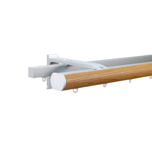 Lund M52 35 mm Aluminum Oak Facial Pole Set Ceiling Bracket for 6 cm Wave Curtains Natural