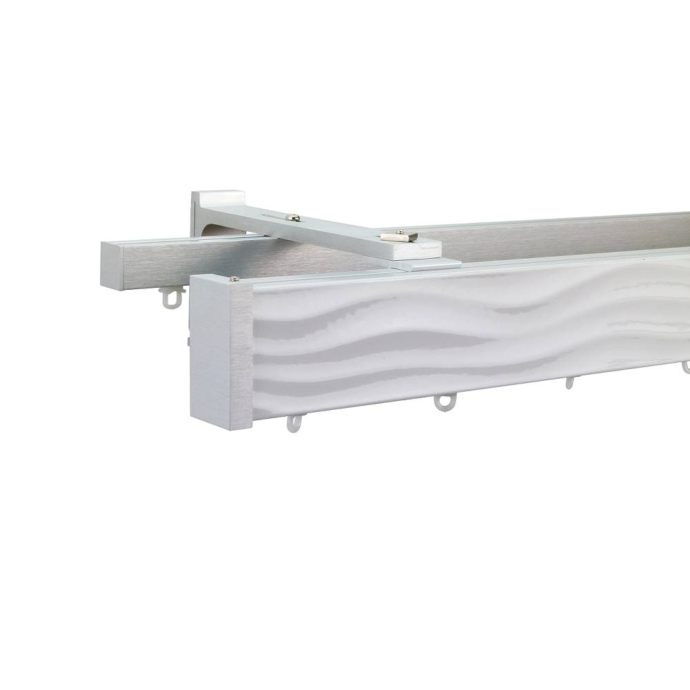 Lund M72 50 x 25 mm Aluminum MDF Facial Pole Set Double Bracket for 6 cm Wave Curtains Gloss White 1 Lund M72 50 x 25 mm Aluminum MDF Facial Pole Set Double Bracket for 6 cm Wave Curtains Gloss White