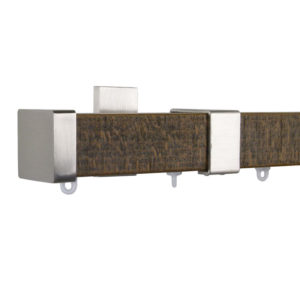 Provence M52 35 x 35 mm Wood Pole Set Single Bracket for 6 cm Wave Curtains Sawn Dark Oak
