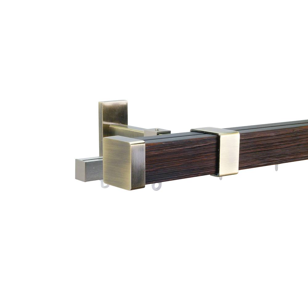 Provence M51 35 x 35 mm Wood Pole Set Double Bracket for 6 cm Wave Curtains Textured Black Patina 1 Provence M51 35 x 35 mm Wood Pole Set Double Bracket for 6 cm Wave Curtains Textured Black Patina