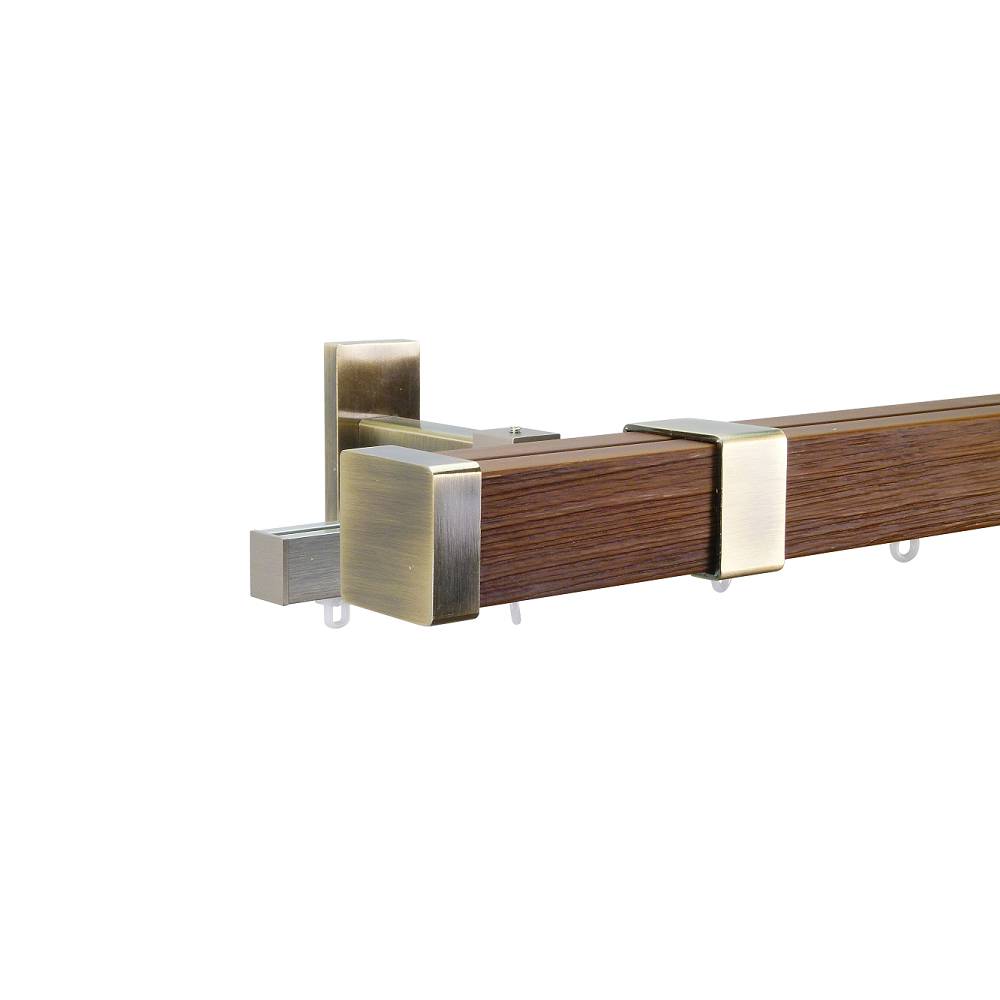 Provence M51 35 x 35 mm Wood Pole Set Double Bracket for 6 cm Wave Curtains Textured Brown 1 Provence M51 35 x 35 mm Wood Pole Set Double Bracket for 6 cm Wave Curtains Textured Brown