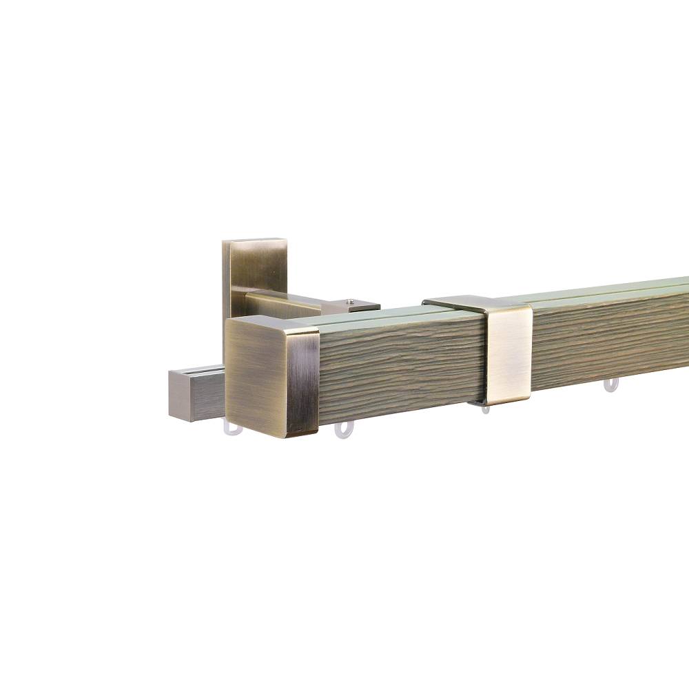 Provence M51 35 x 35 mm Wood Pole Set Double Bracket for 6 cm Wave Curtains Textured Grey Lacquered 1 Provence M51 35 x 35 mm Wood Pole Set Double Bracket for 6 cm Wave Curtains Textured Grey Lacquered