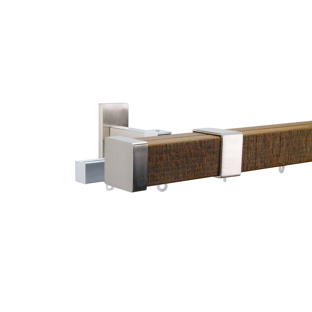 Provence M52 35 x 35 mm Wood Pole Set Double Bracket for 6 cm Wave Curtains Sawn Dark Oak 1 Provence M52 35 x 35 mm Wood Pole Set Double Bracket for 6 cm Wave Curtains Sawn Dark Oak