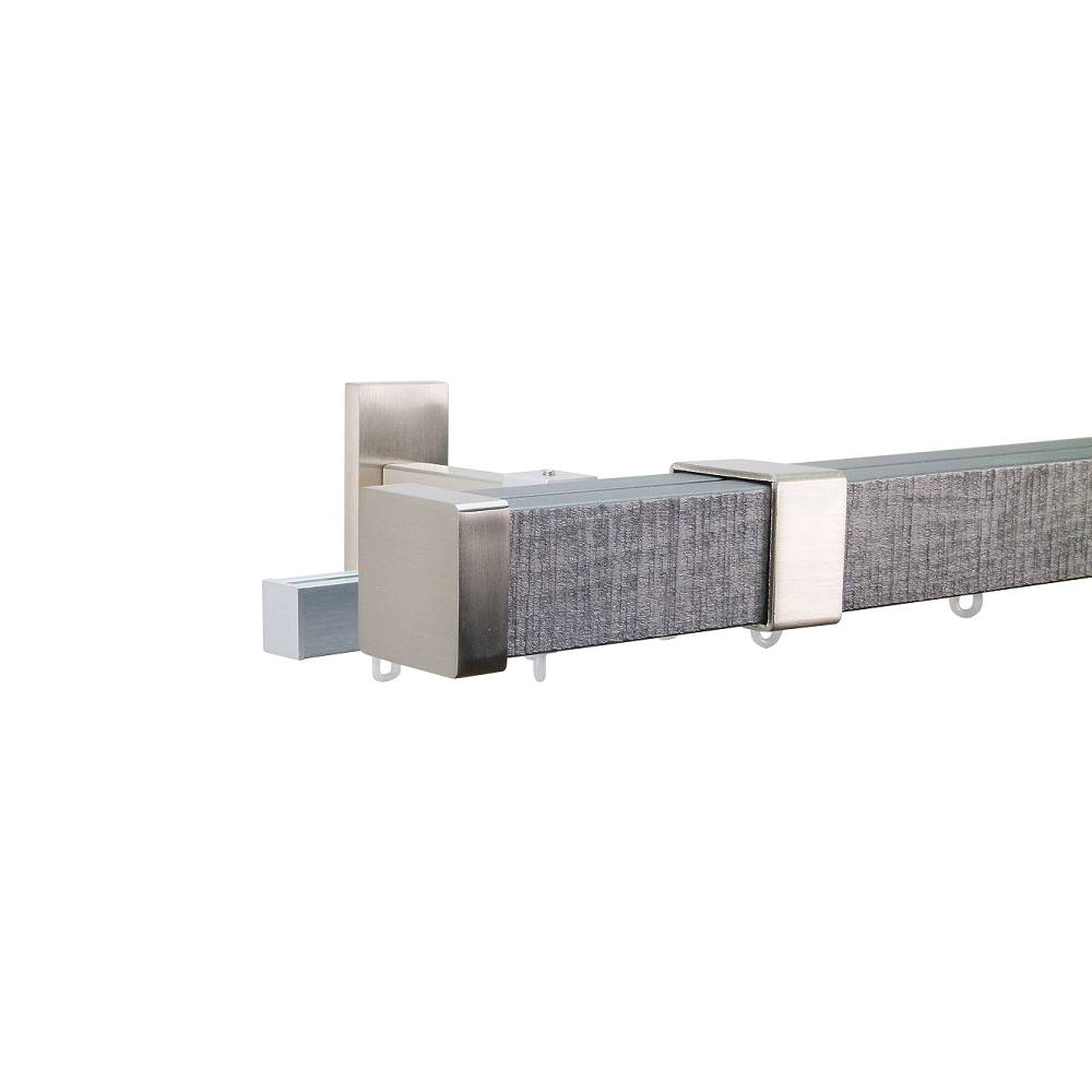 Provence M52 35 x 35 mm Wood Pole Set Double Bracket for 6 cm Wave Curtains Sawn Pewter 1 Provence M52 35 x 35 mm Wood Pole Set Double Bracket for 6 cm Wave Curtains Sawn Pewter