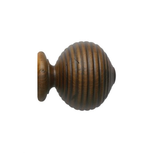 Vintage 40mm Finial Ribbed Ball Loose Dark Oak