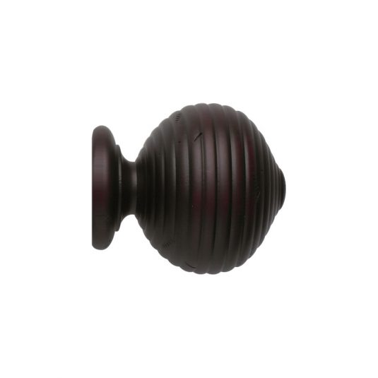 Vintage 40mm Finial Ribbed Ball Loose Mahogany