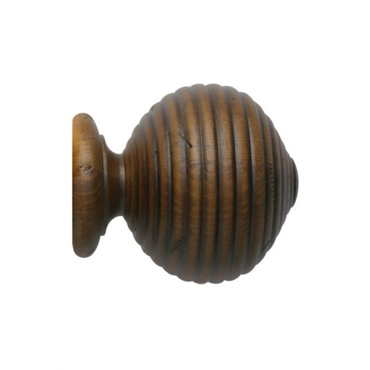 Vintage 50mm Finial Ribbed Ball Loose Dark Oak